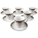 6er Set Untertasse Kaffeetasse mit 15 cm China Pearl Bunte Blumen gebraucht - gut