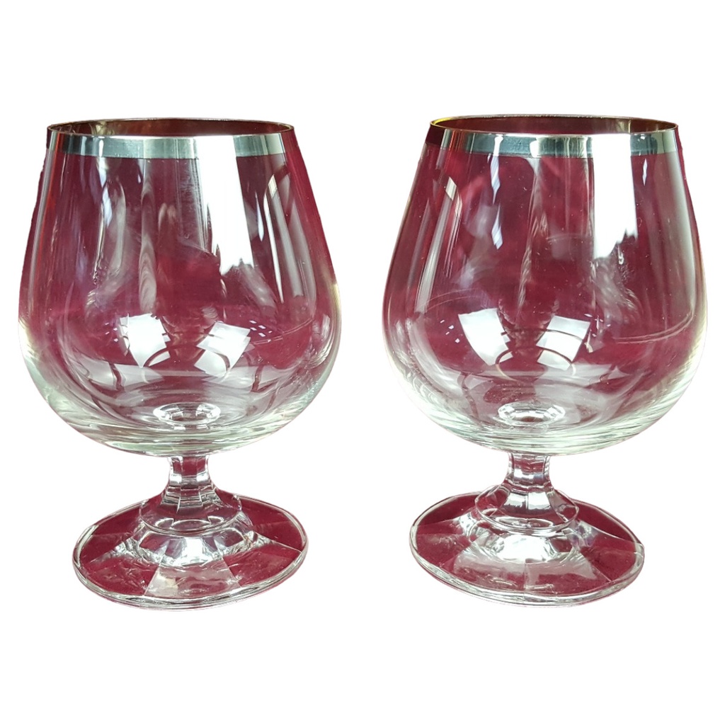 [458164878] 2er Set Cognacglas Cognacschwenker Silberrand H 9,8 cm