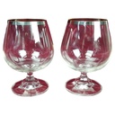 2er Set Cognacglas Cognacschwenker Silberrand H 9,8 cm