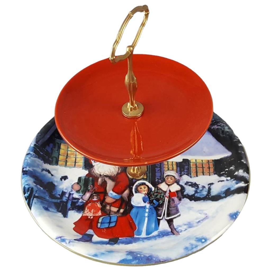 [45817101] 2 Stöckige Etagere Weihnachten Weihnachts Dekor H 24,6 cm