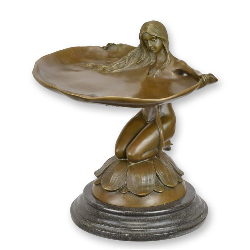 [LA-1816914] Ablageschale Bronzeskulptur Jugendstil Mädchen kniend