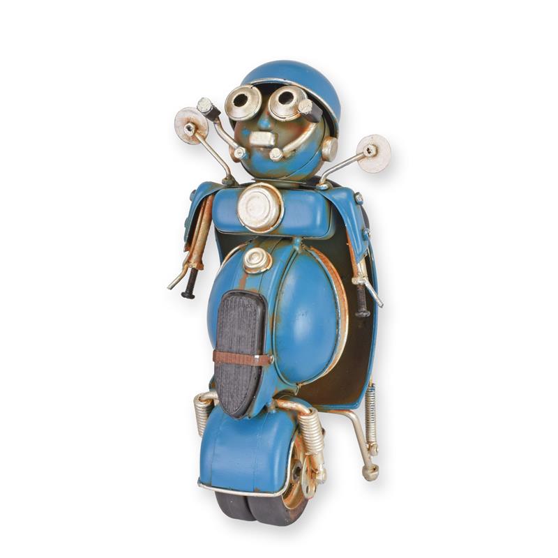 [LA-1816980] Blechmodell Roboter Motorrad Blau