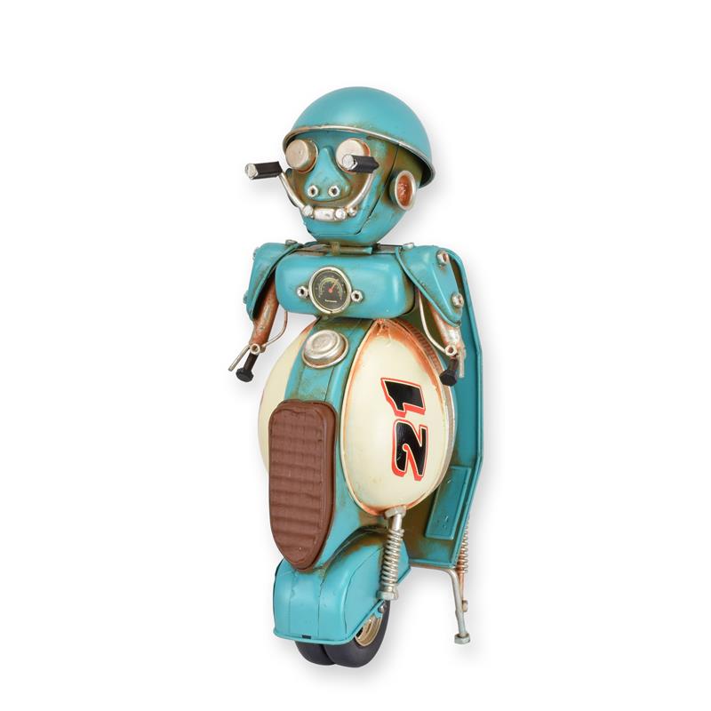 [LA-1816982] Blechmodell Roboter Motorrad Hellblau