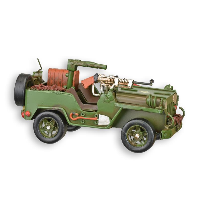 [LA-1817000] Blechmodell Blechauto Modellauto Armee Militär Geländewagen mit Bewaffnung Antik-Stil
