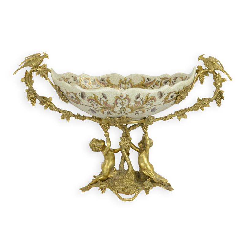 [LA-1818223] A BRONZE MOUNTED PORCELAIN FRUIT STAND
