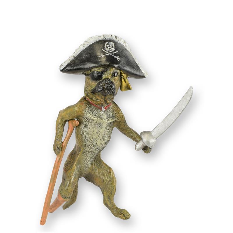 [LA-1818288] A BRONZE SCULPTURE OF A PUG DOG PIRATE