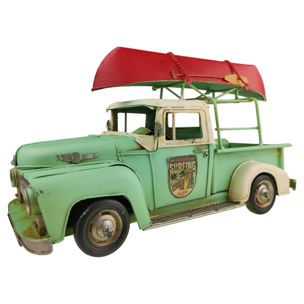 Blechmodell Modellauto Blechauto Oldtimer Pick-Up mit Kanu Boot
