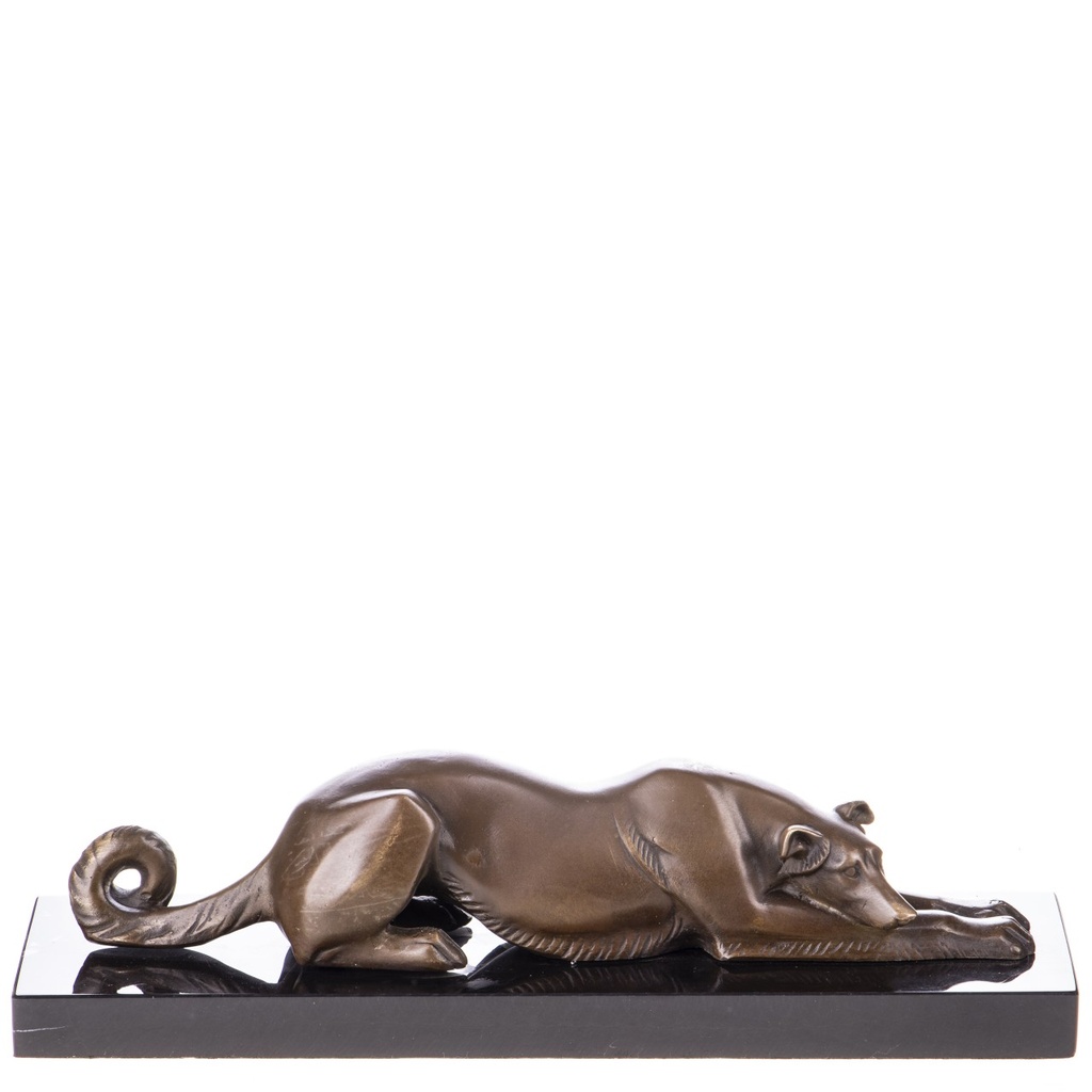 [LA-1822046] Art Deco Bronzefigur liegender Windhund