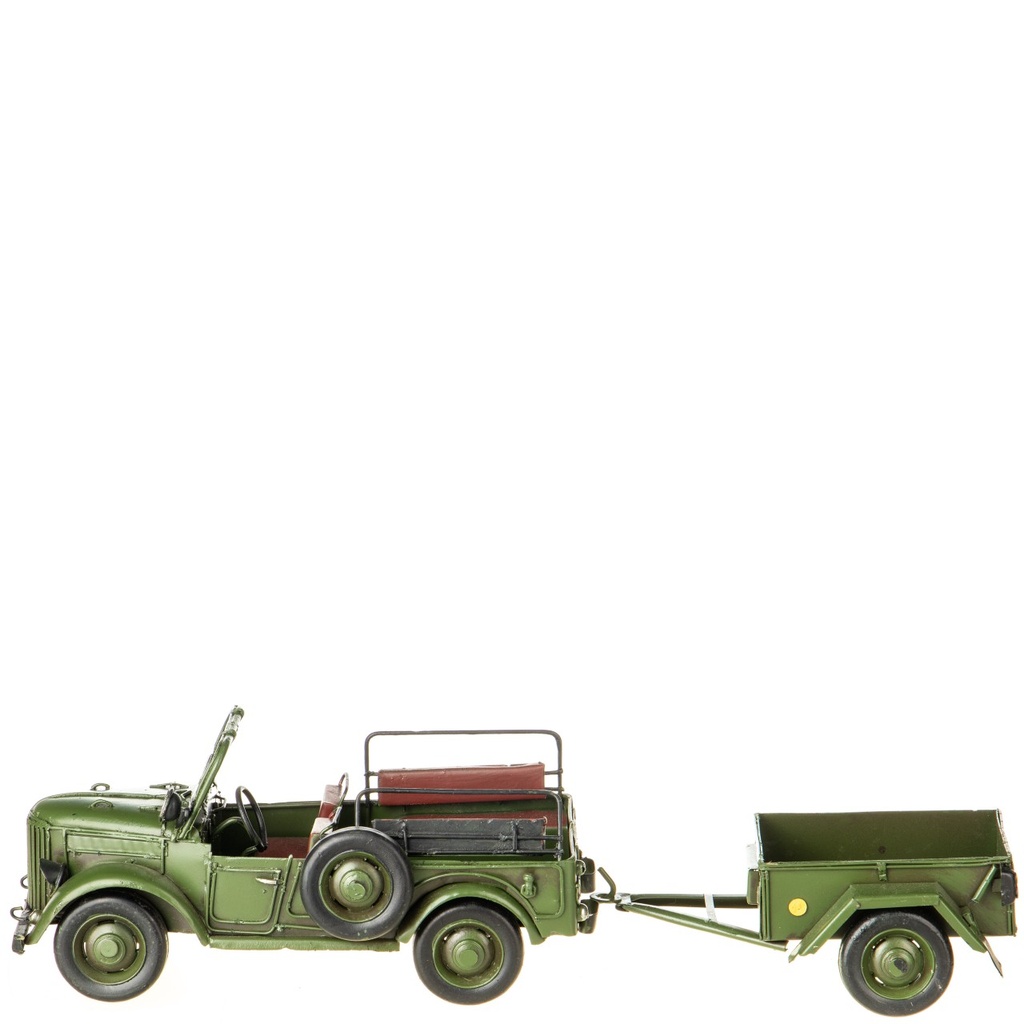 Blechmodell Militär Geländewagen mit Anhänger
