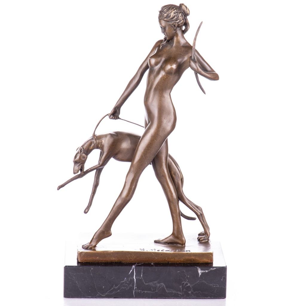 [LA-1822720] Art Deco Bronzefigur Diana mit Hund nach E.McCartan