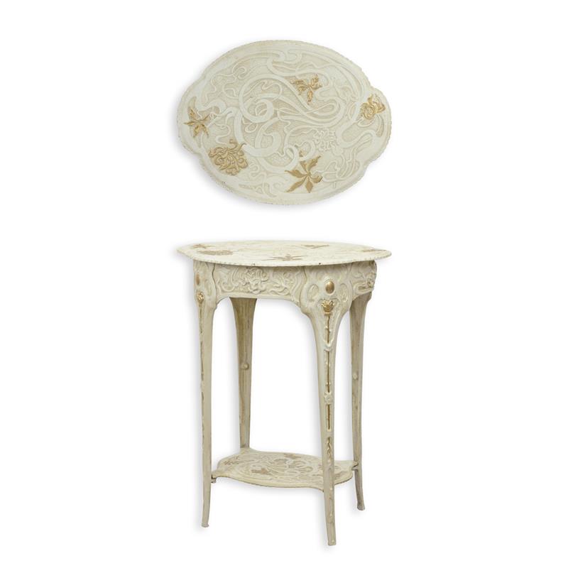 [LA-1822933] A CAST IRON ART NOUVEAU FLOWER TABLE - WHITE (PACKED)