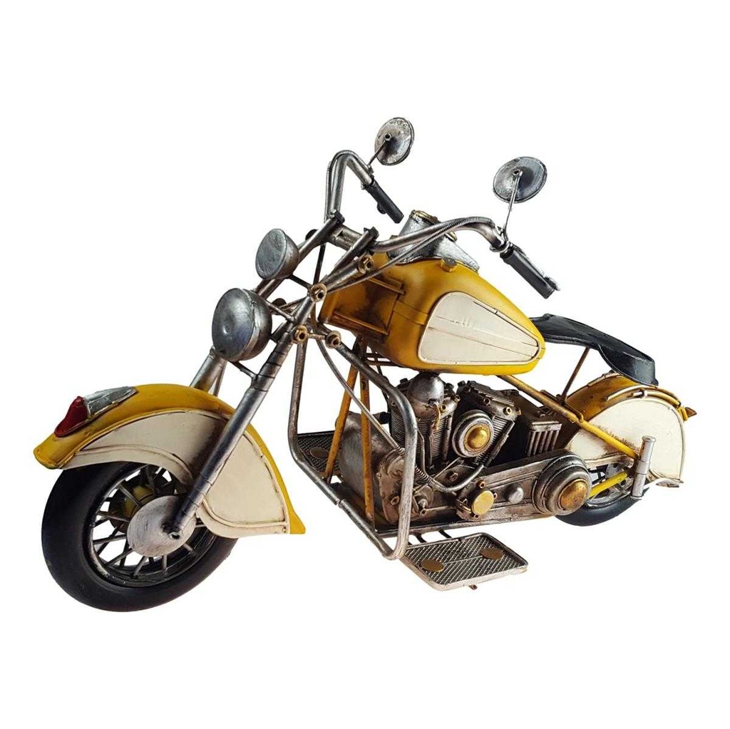 [LA-39198] Blechmodell Blechmotorrad Modellmotorrad Motorrad Gelb-Beige