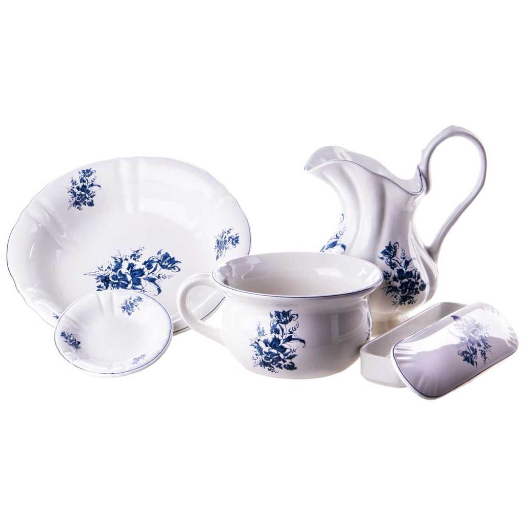 [LA-39428] 5tlg. Waschset Blaue Blumen