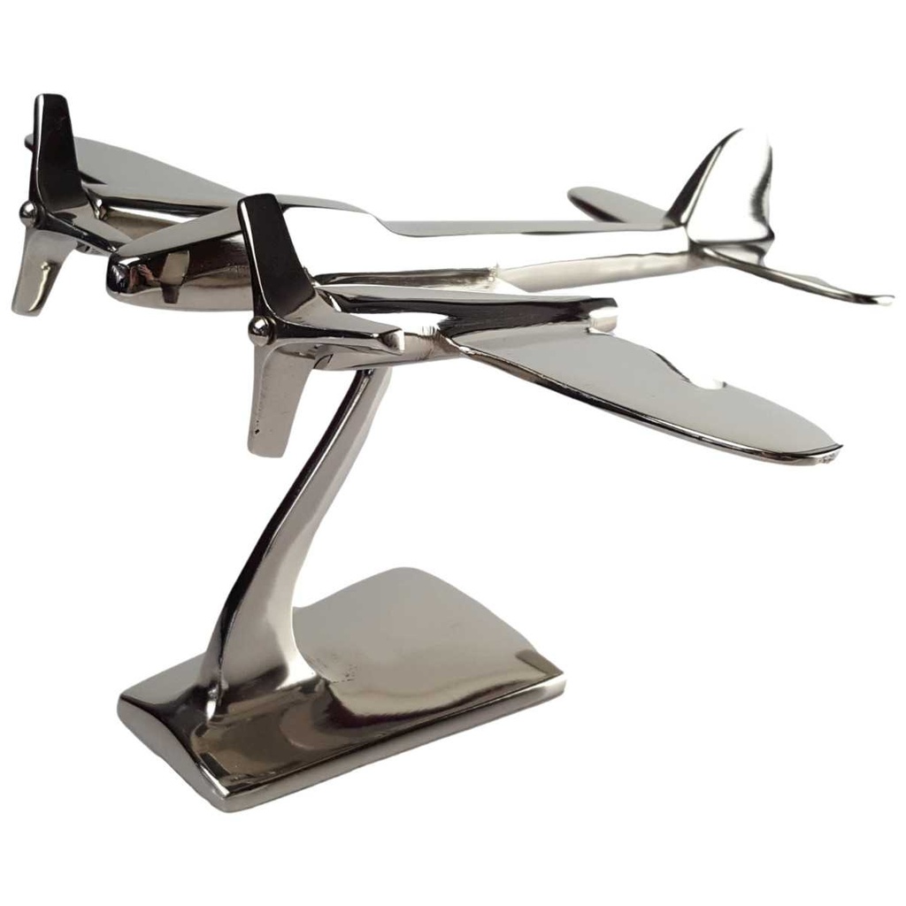 [LA-39992] Aluminium Figur Skulptur Flugzeug vernickelt L 19x23 cm