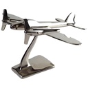 Aluminium Figur Skulptur Flugzeug vernickelt L 19x23 cm