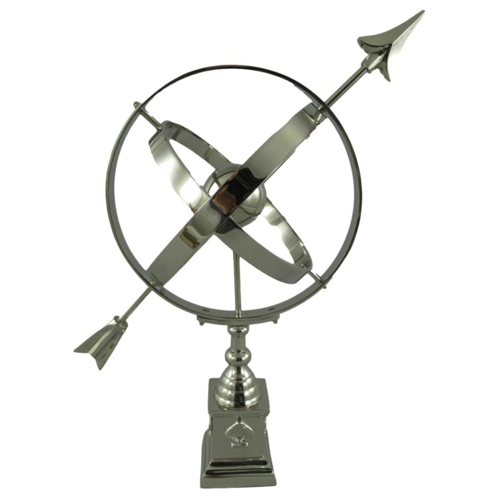 [LA-39999] Aluminium Sonnenuhr vernickelt H 60x47 cm