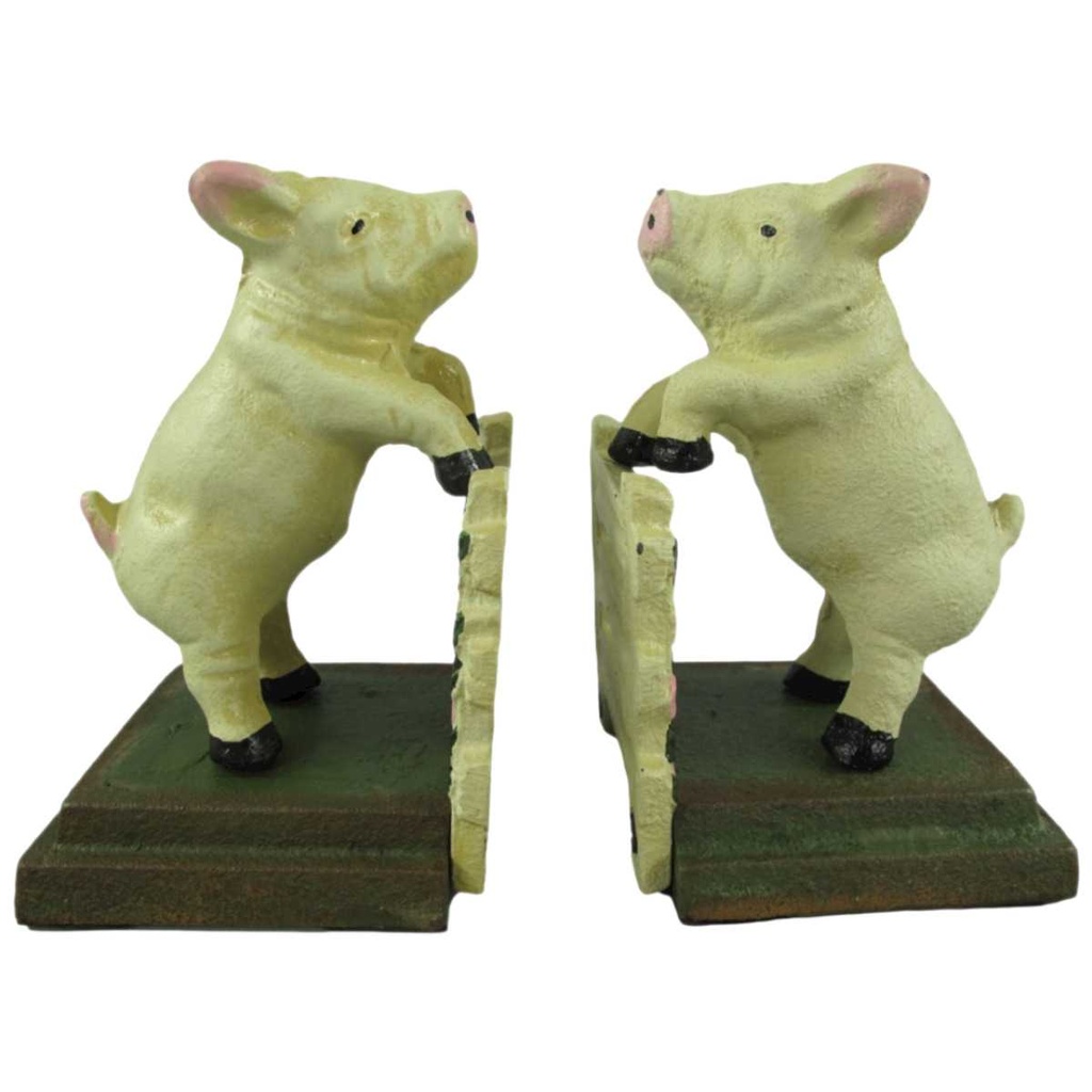[LA-41020] 2er Set Buchstützen Gusseisen Schwein