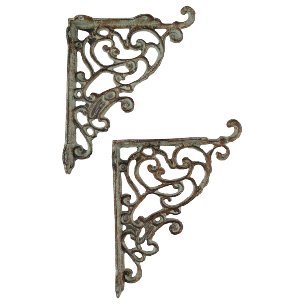 [LA-41458] 2er Set Gusseisen Regalstützen farbig H 24x20 cm