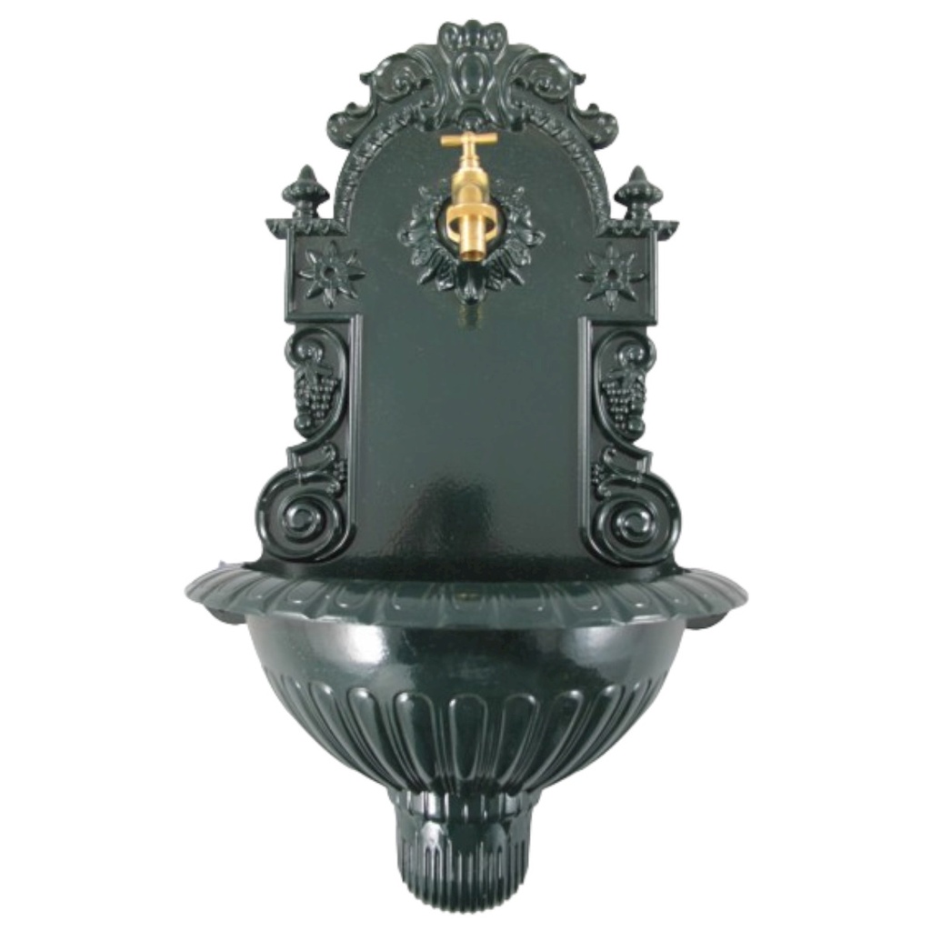 [LA-41553] Aluminium Wandbrunnen Gartenbrunnen Zapfstelle Waschbecken grün H 60 cm