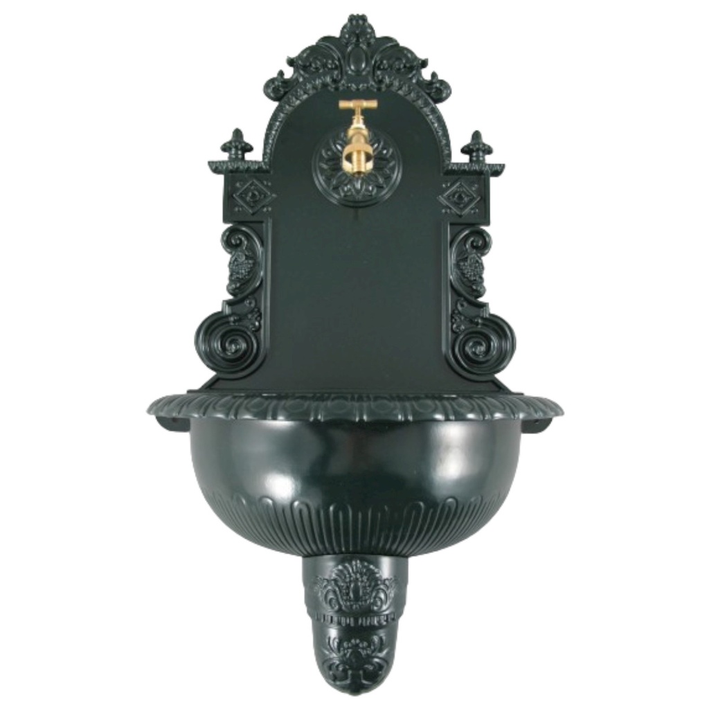 [LA-41554] Aluminium Wandbrunnen Gartenbrunnen Zapfstelle Waschbecken grün H 76 cm