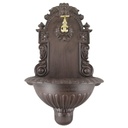 Aluminium Wandbrunnen Gartenbrunnen Zapfstelle Waschbecken rustikal braun H 60cm