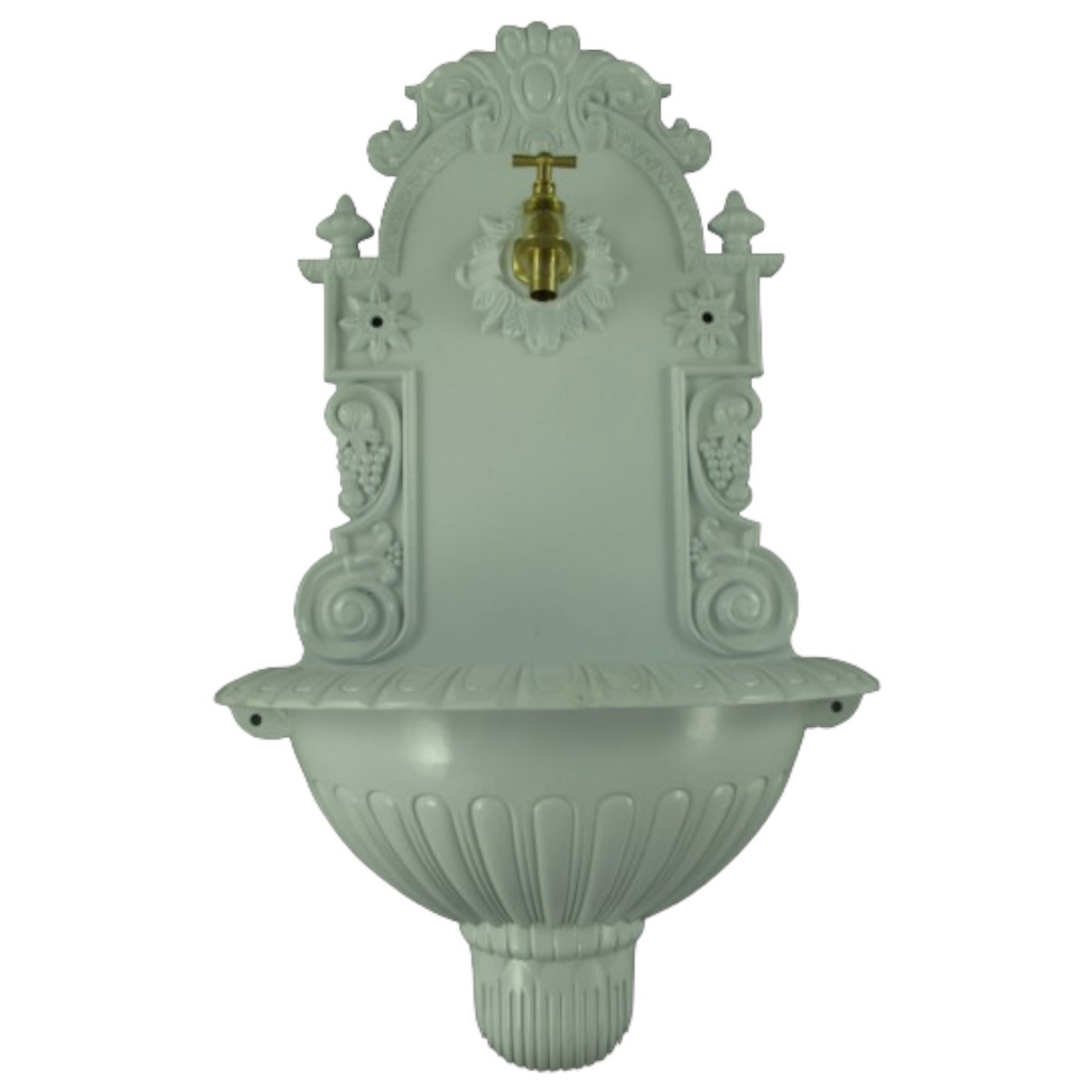 [LA-41557] Aluminium Wandbrunnen Gartenbrunnen Zapfstelle Waschbecken weiß H 60 cm