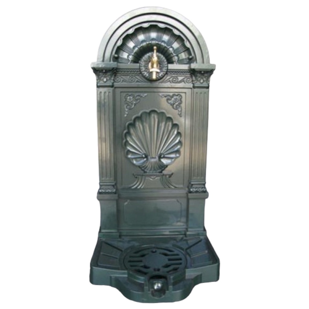 [LA-41560] Aluminium Standbrunnen Wassersäule Gartenbrunnen Zapfstelle grün H 83 cm
