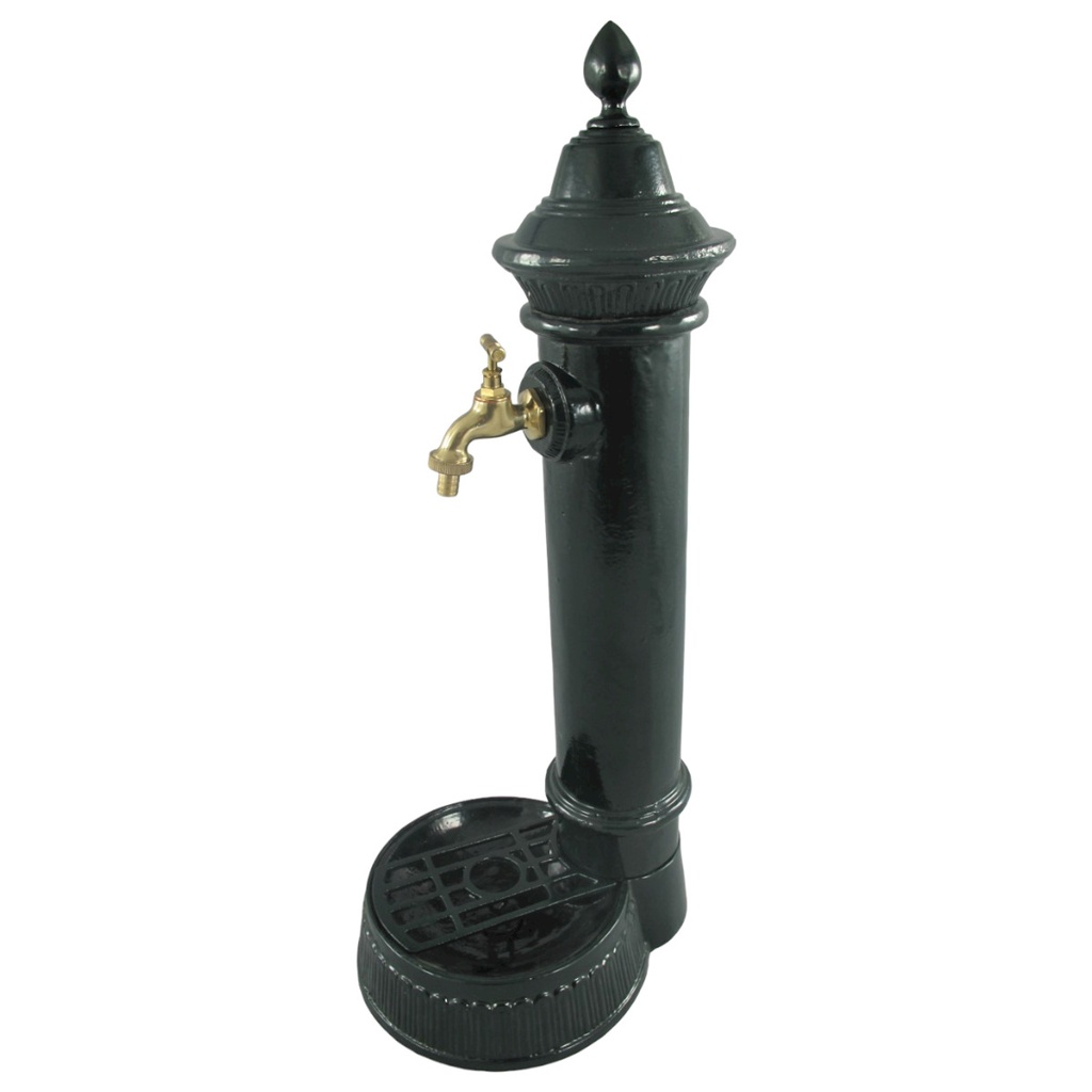 [LA-41571] Aluminium Wassersäule Zapfsäule Rund grün Messing-Hahn H 75 cm