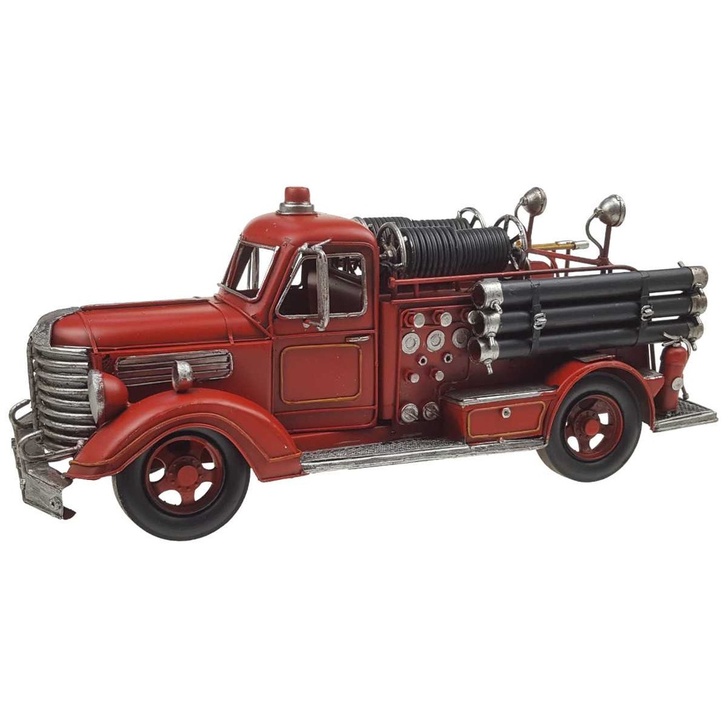 [LA-43309] Blechmodell Blechauto Modellauto Feuerwehrwagen Feuerwehrauto Antik-Stil Eisen rot L 41,7 cm