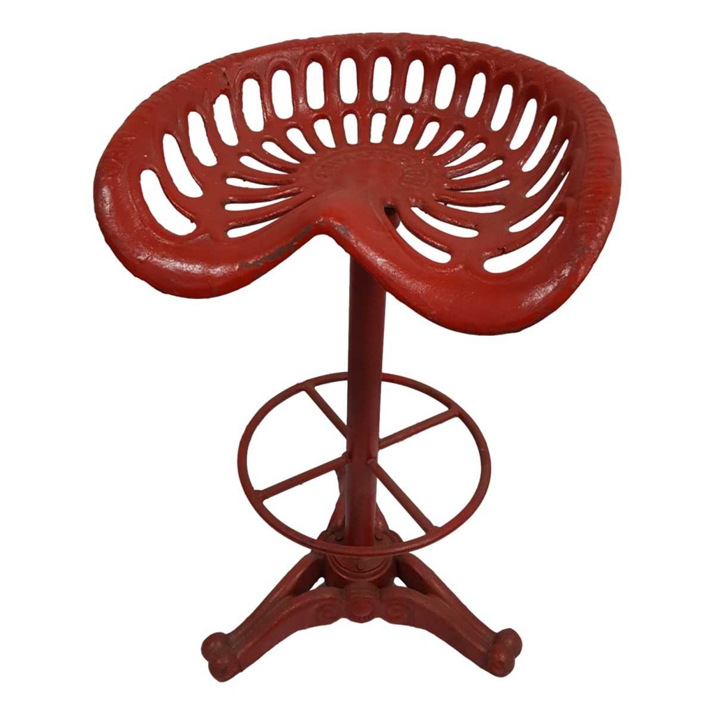 [LA-44122] Barhocker Barstuhl Traktorsitz Rot H 78 cm Gusseisen