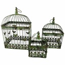 3er Set Vogelkäfig Blumen Pflanz Deko Käfig Eisen eckig Grün