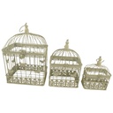 3er Set Vogelkäfig Blumen Pflanz Deko Käfig klein mittel groß Eisen eckig