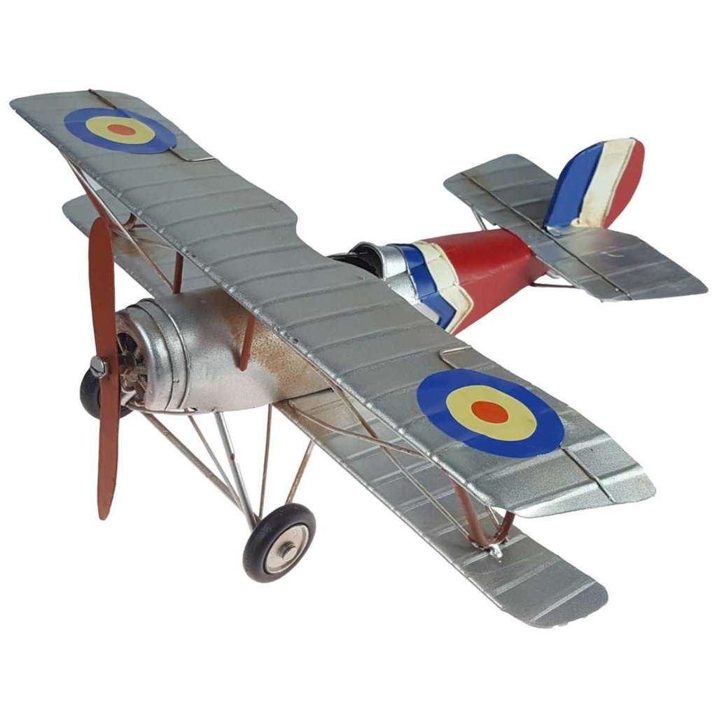 [LA-60032] Blechmodell Blechflugzeug Modellflugzeug Doppeldecker Silber