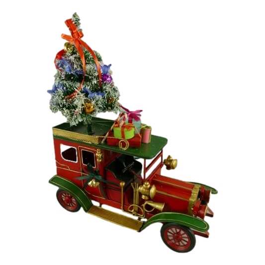 [LA-60041] Blechmodell Blechauto Modellauto Oldtimer mit Weihnachtsbaum Weihnachtsdeko Weihnachten
