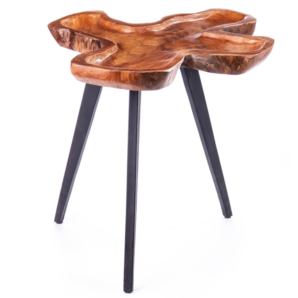 [LA-62767] Beistelltisch Teakholz mit Metallfüßen #62767
