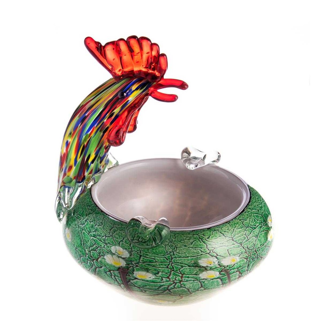 [LA-62860] Aschenbecher Skulptur Figur Hahn Glas Murano-Stil #62860
