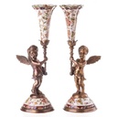 2er Set Kerzenleuchter Kerzenständer Kerzenhalter Porzellan/Messing Engel #63183