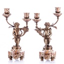 2er Set Kerzenleuchter Kerzenständer Kerzenhalter Porzellan/Messing Engel #63228