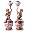 2er Set Kerzenleuchter Kerzenständer Kerzenhalter Porzellan/Messing Engel #63484