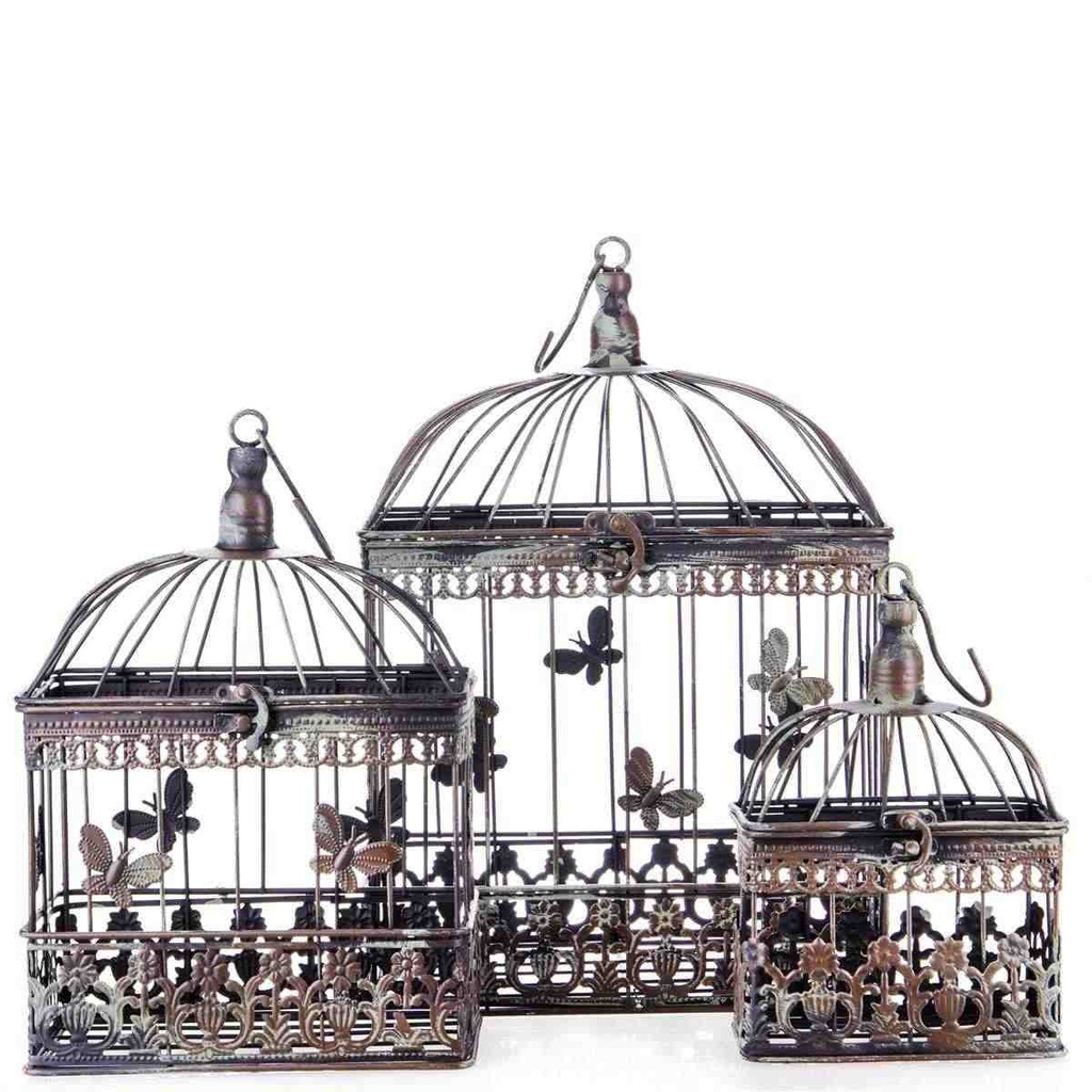 [LA-63536] 3er Set Vogelkäfig Blumen Pflanz Deko Käfig klein #63536