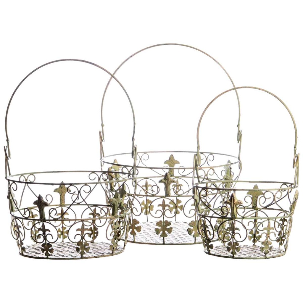 [LA-63887] 3er Set Körbe groß Metall #63887