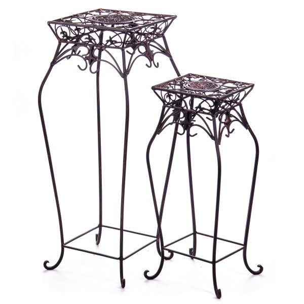 [LA-63899] 2er Set Metall Blumenhocker Großer Hocker #63899