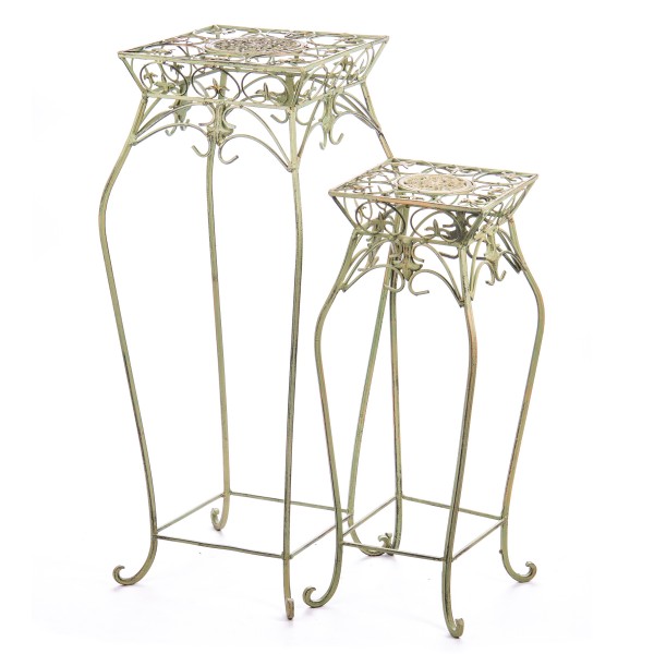 [LA-63900] 2er Set Metall Blumenhocker Großer Hocker #63900
