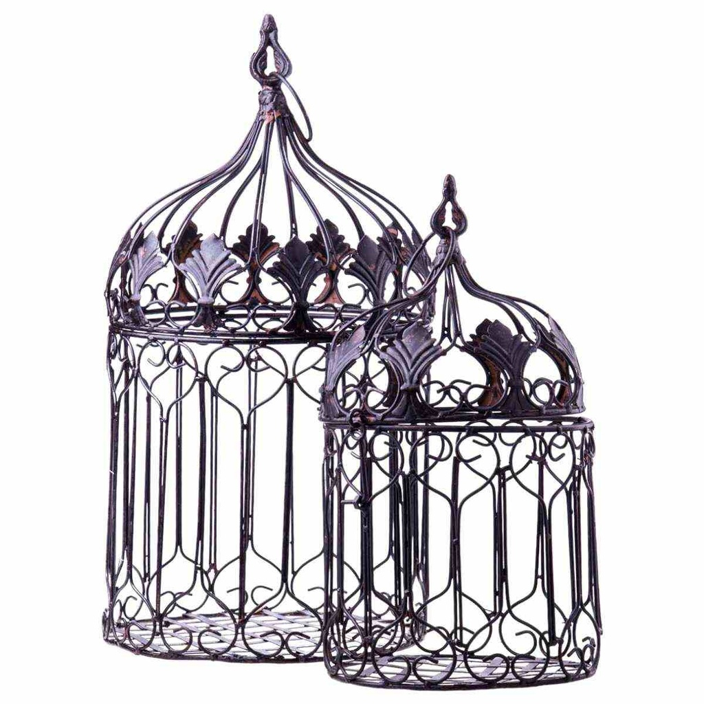 [LA-63902] 2er Set Vogelkäfig Blumen Pflanz Deko Käfig klein