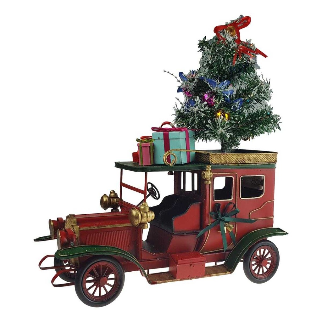 [LA-84893] Blechmodell klassisches Weihnachtsauto Geschenke Weihnachtsbaum bunt