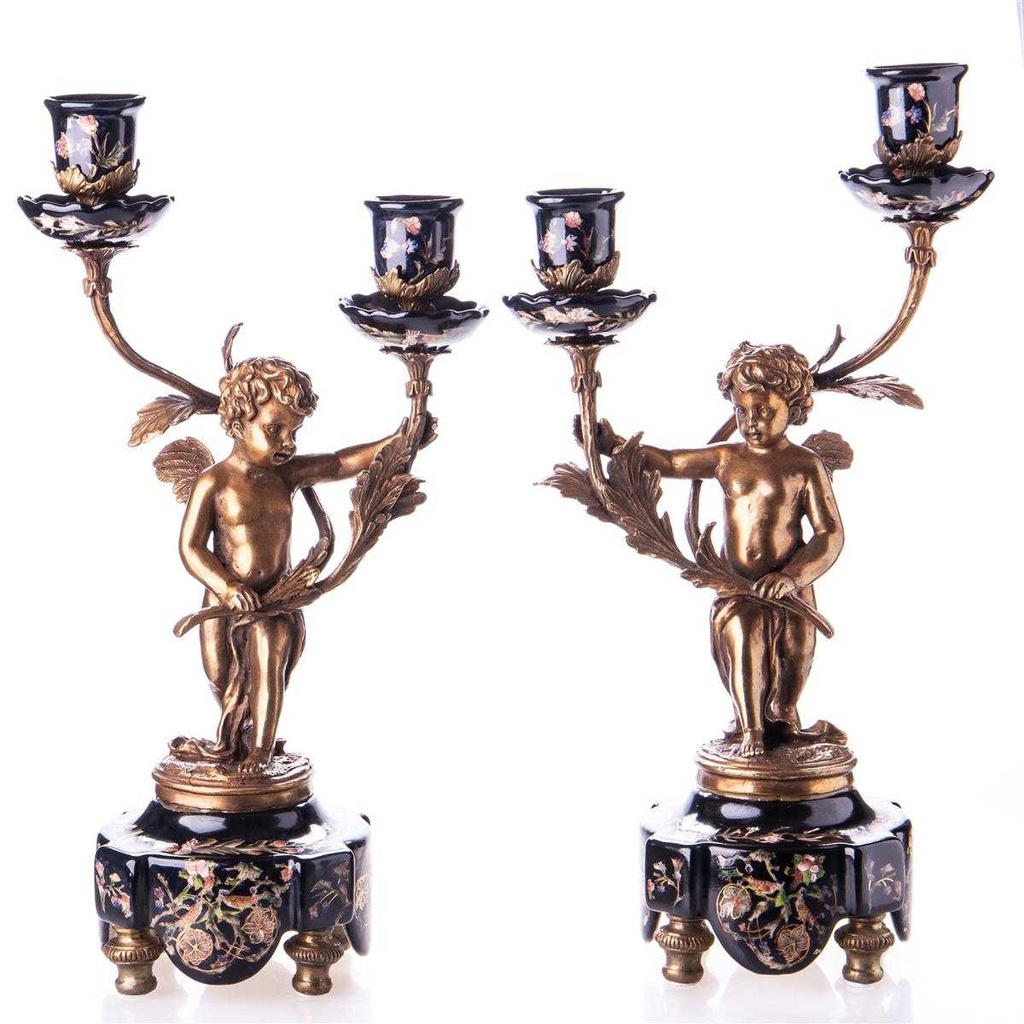 [LA-85147] 2er Set Kerzenleuchter Kerzenständer Kerzenhalter Engel #85147