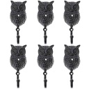 6er Set Wandhaken Gusseisen Eule Uhu