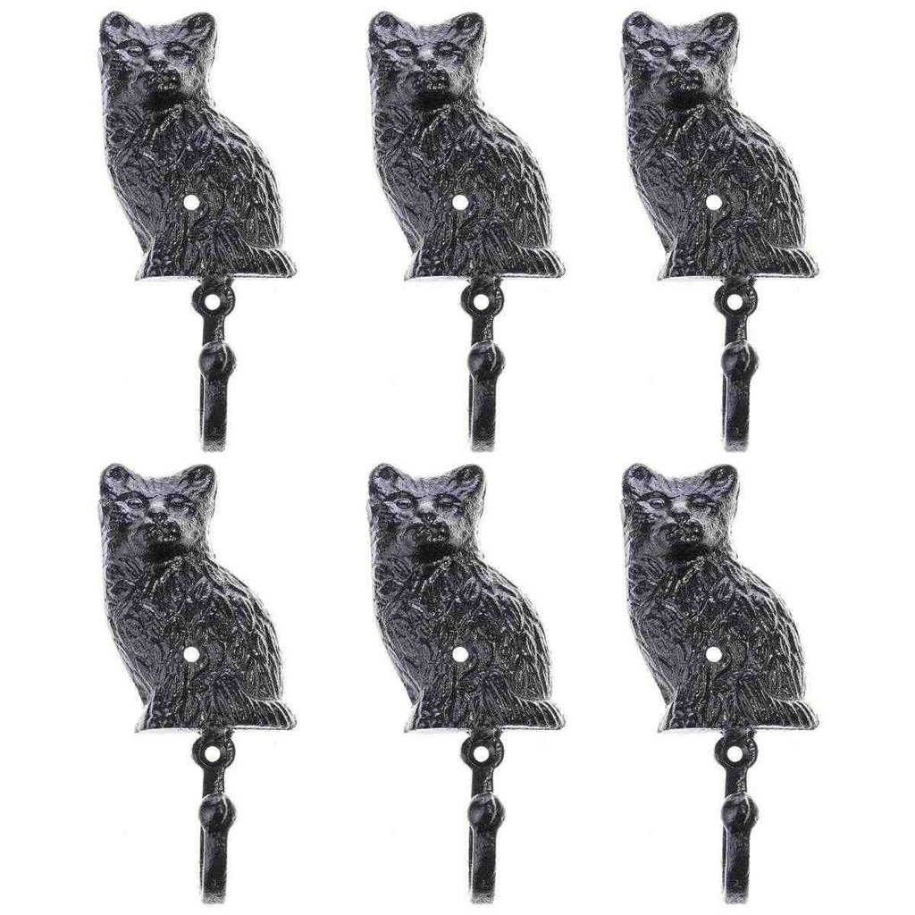 [LA-88057] 6er Set Wandhaken Gusseisen Katze