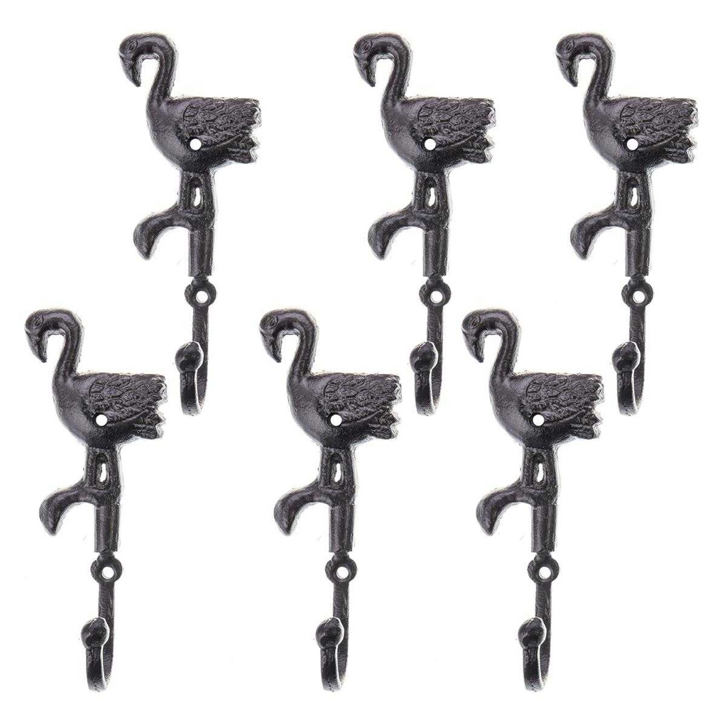 [LA-88059] 6er Set Wandhaken Gusseisen Flamingo