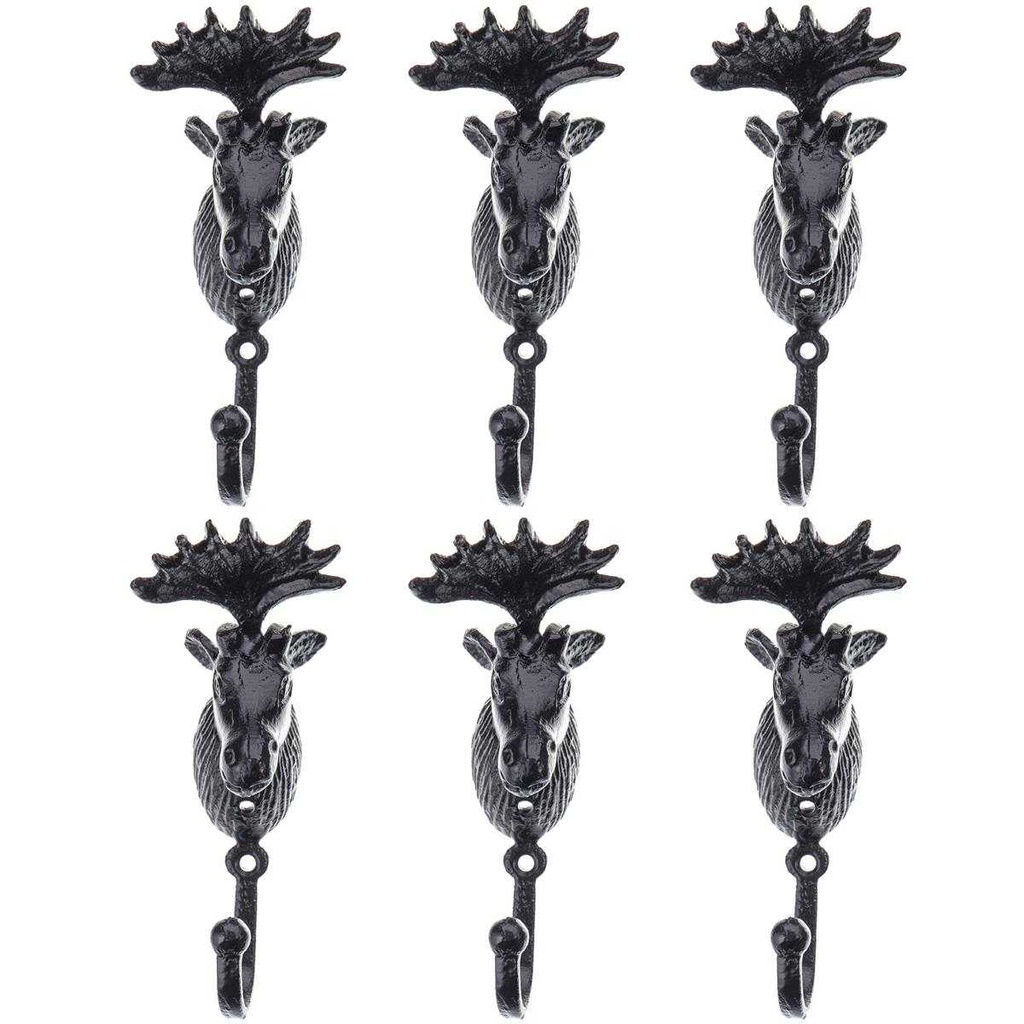 [LA-88060] 6er Set Wandhaken Gusseisen Elch